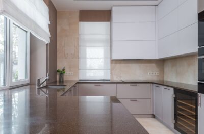 Stone countertop in a modern kitchen