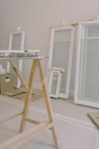 Window frames protected during renovation work