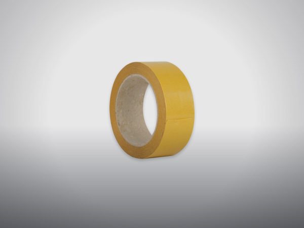Portape hot melt packing tape roll on yellow studio background